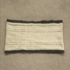 100% Alpaca Wool Cream and Brown Cable Knit Scarf